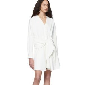 Tibi White Chalky Drape Short Wrap Dress Sz 8 NWT